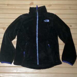 The North Face Kids Black Blue Trim Fleece Jacket 7/8